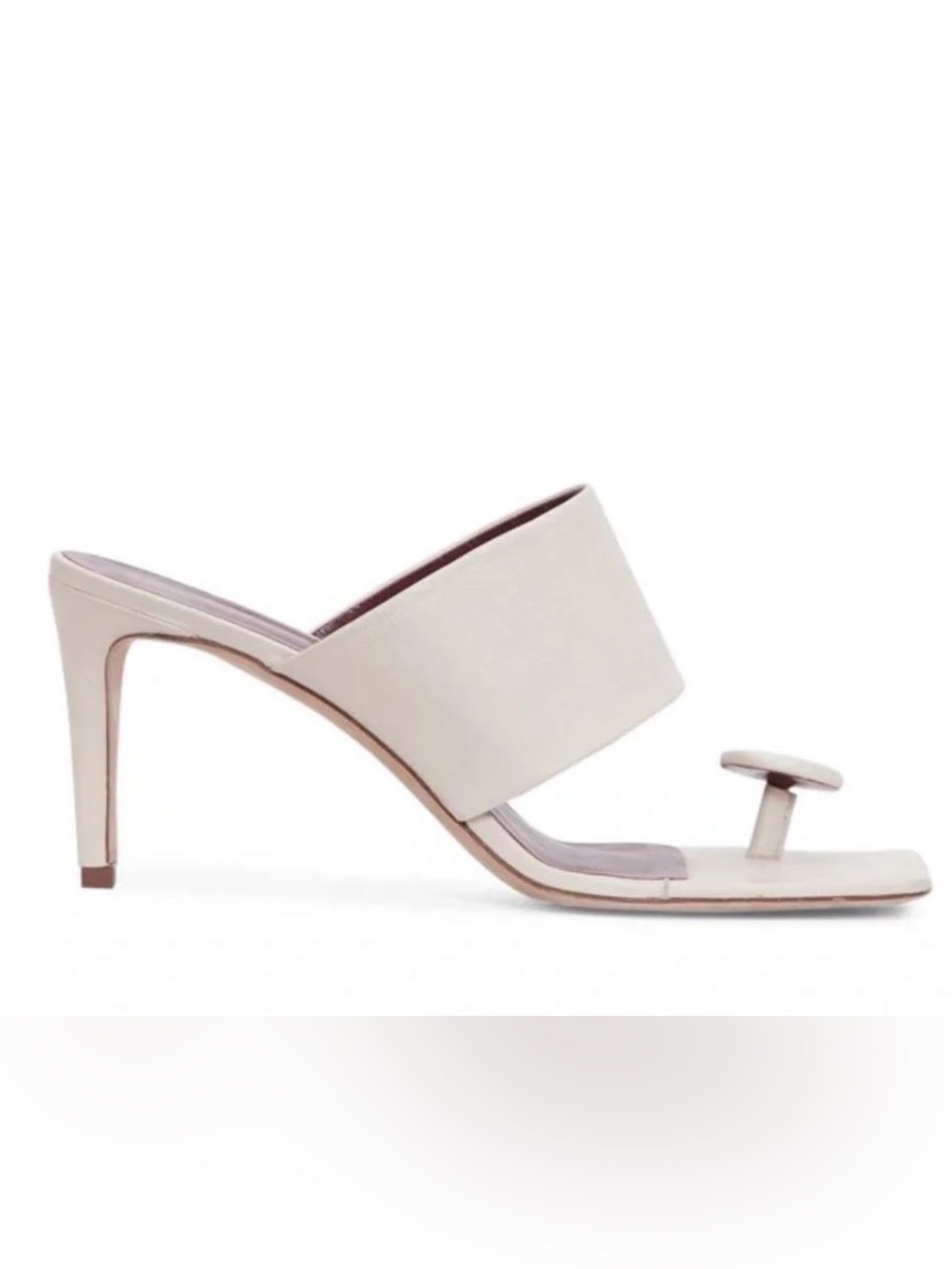 STAUD Luna Slide Sandals with Square Toe Burgundy Footbed
